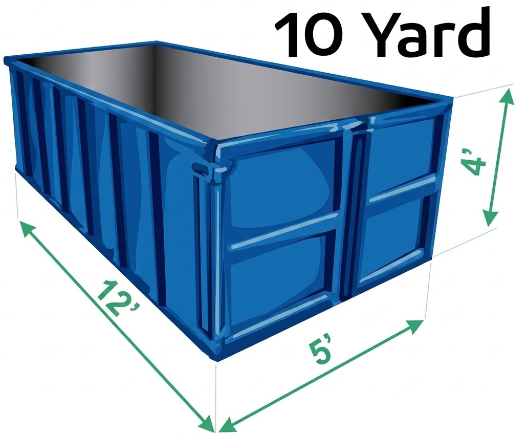 10-yard disposal bin dimension