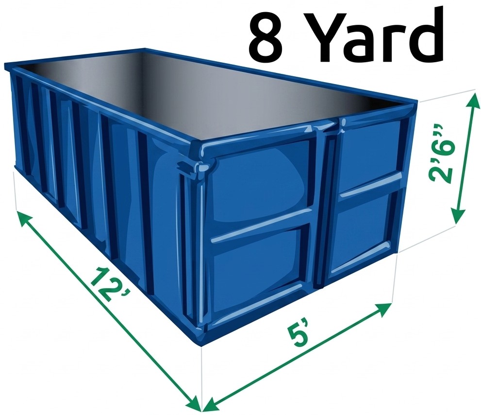 8-yard disposal bin dimension